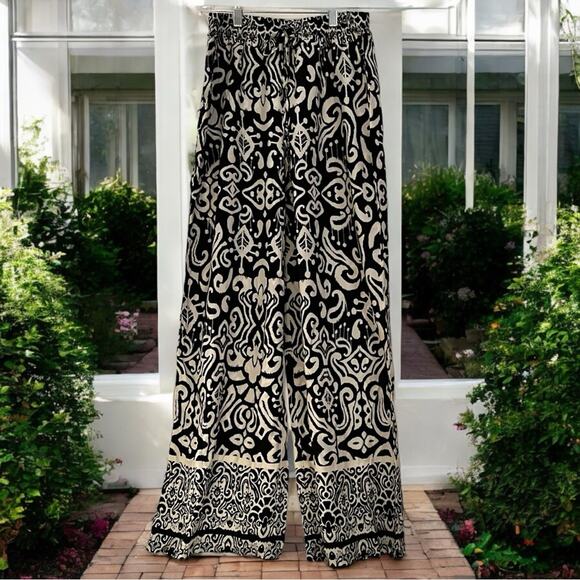 NEW We Love Wide Leg Elastic High Waist Printed Boho Hippie Palazzo Pants M N… - Picture 8 of 16
